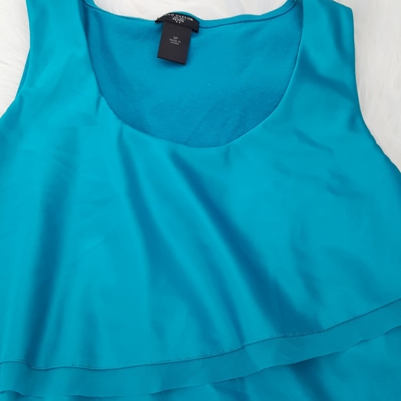 Ann Taylor SP shiny teal ruffles top,new - Picture 2 of 6
